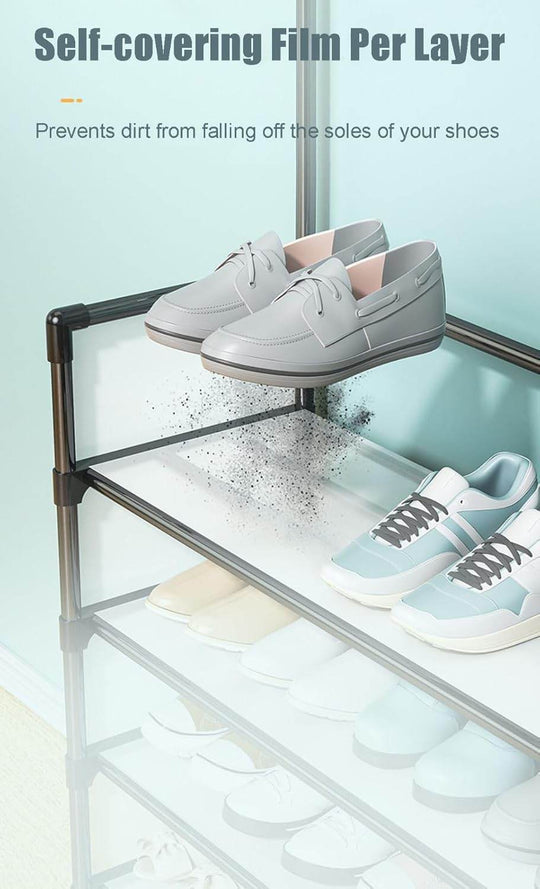 Metal Shoe Rack With Coat Hooks – Dustproof Organizer