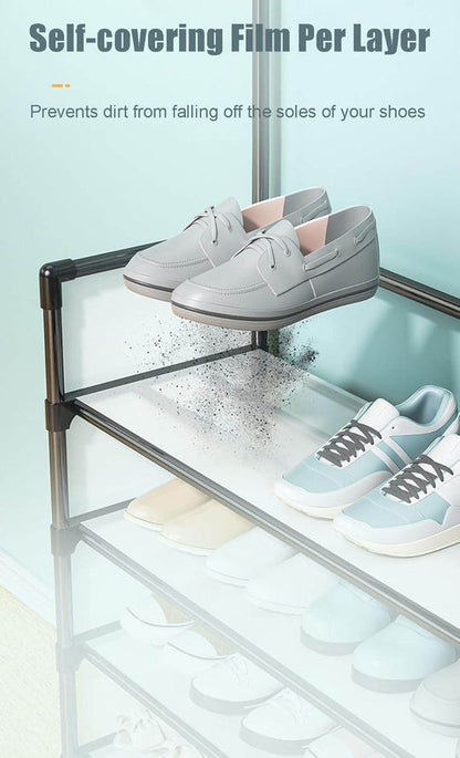Metal Shoe Rack With Coat Hooks – Dustproof Organizer